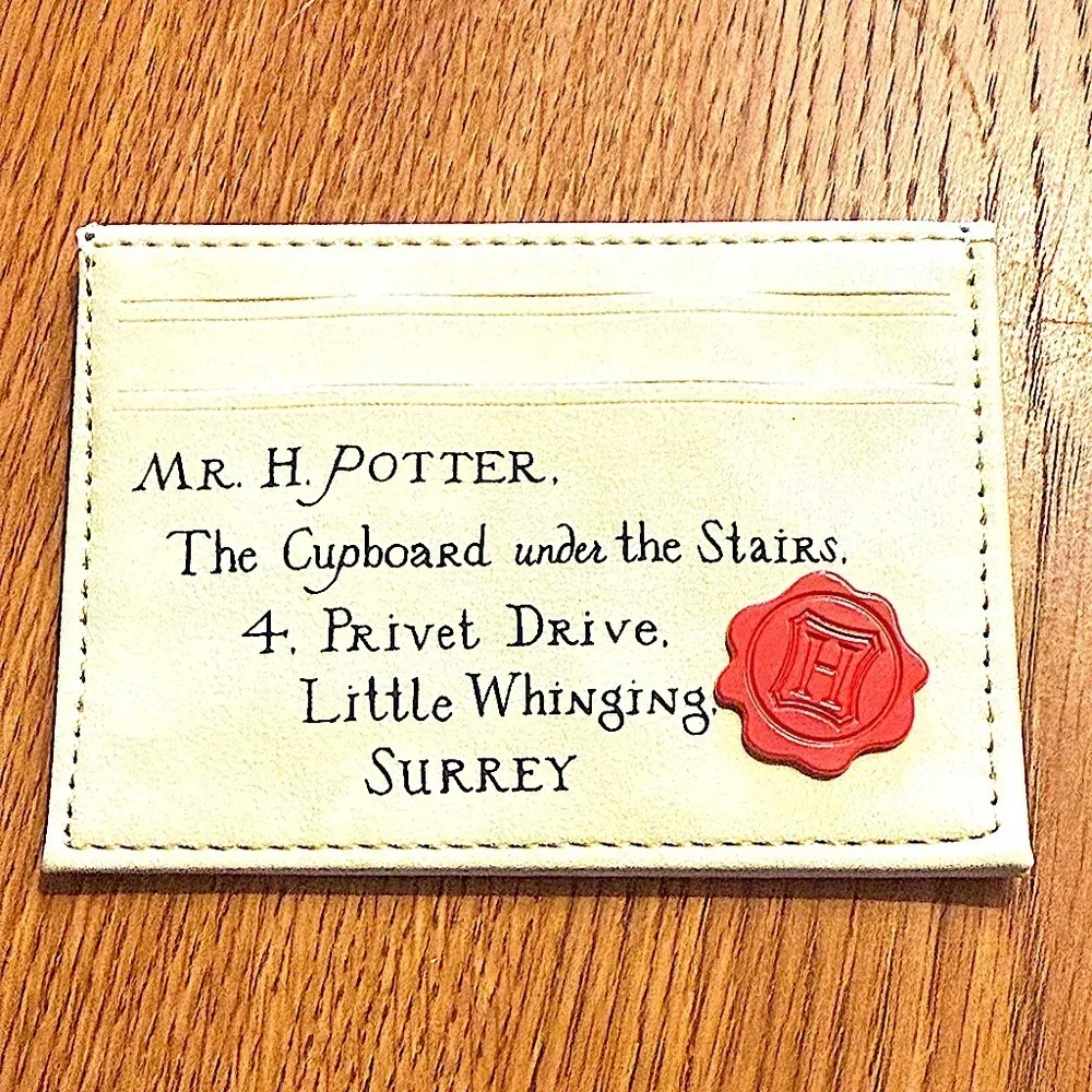 Harry Potter Cream Card Holder/Small Wallet with Red Seal and Black Text